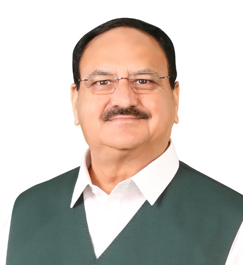 Head-and-shoulders portrait of Jagat Prakash Nadda in a white shirt and dark green sleeveless jacket